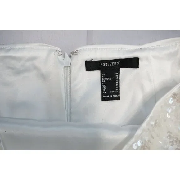 Forever 21 Womens White Sequin Mini Skirt – Size M NWT - Picture 5 of 11